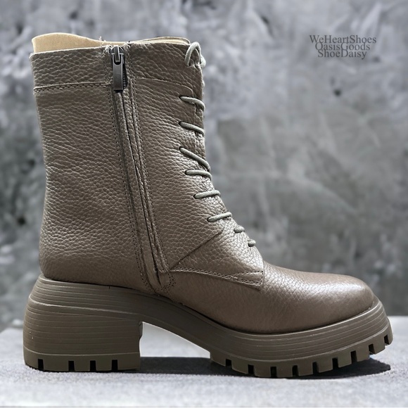 NIB Franco Sarto Jetson Taupe Leather Lugged Sole Combat Boots 8.5M - Picture 6 of 11